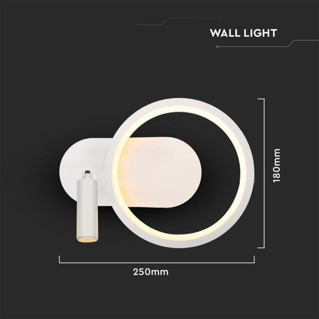 V-TAC Lampada LED da Muro 14W con Faretto da Lettura Orientabile 360° in Metallo Colore Bianco 4000K V-TAC Lampada LED da Muro 14W con Faretto da Lettura Orientabile 360° in Metallo Colore Bianco 4000K